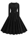 She slips into this 1950s Solid Velvet V-Neck Swing Dress and suddenly it's a 1950s daydream