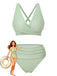 1950s Solid Wrap Crisscross High Waist Bikini Set - vintage swimwear, retro swimsuit, pin-up style for vintage lovers