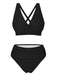 1950s Solid Wrap Crisscross High Waist Bikini Set - vintage swimwear, retro swimsuit, pin-up style for vintage lovers