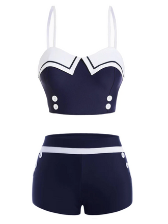 1950s Spaghetti Buttons Swimsuit: timeless style reimagined