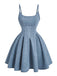 Blue 1950s Spaghetti Strap Corset Denim Dress, vintage dress, retro fashion, rockabilly, pin-up fashion - perfect for women who love vintage and retro fashion