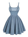Blue 1950s Spaghetti Strap Corset Denim Dress, vintage dress, retro fashion, rockabilly, pin-up fashion - perfect for women who love vintage and retro fashion