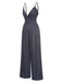 She finds her 1950s story in this 1950s Spaghetti Strap Deep V-Neck Jumpsuit