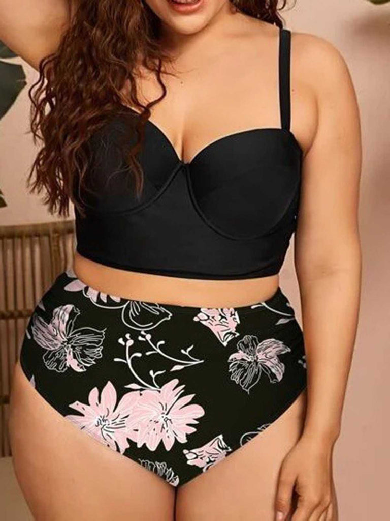 She's wearing 1950s Spaghetti Strap Floral Swimsuit and the whole beach remembers the 1950s