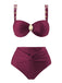 1950s Spaghetti Strap Jewel High-Waist Solid Bikini Set - vintage fashion, retro style