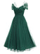 She slips into this 1950s Spaghetti Strap Off-Shoulder Mesh Dress and suddenly it's a 1950s daydream