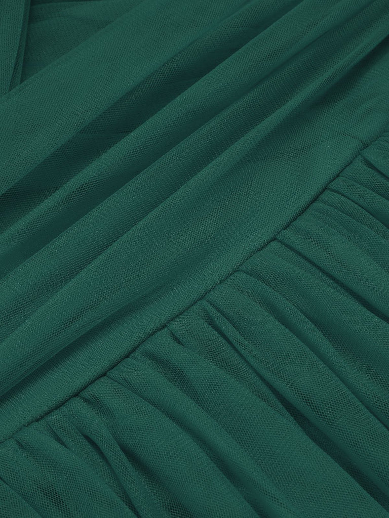 This 1950s Spaghetti Strap Off-Shoulder Mesh Dress wraps her in 1950s elegance, one twirl at a time