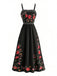 1950s Spaghetti Strap Print Sleeveless Dress