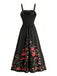 1950s Spaghetti Strap Print Sleeveless Dress 2