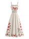 1950s Spaghetti Strap Print Sleeveless Dress 3