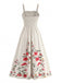 1950s Spaghetti Strap Print Sleeveless Dress 4