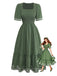 1950s Square Neck A-Line Short Sleeve Dress