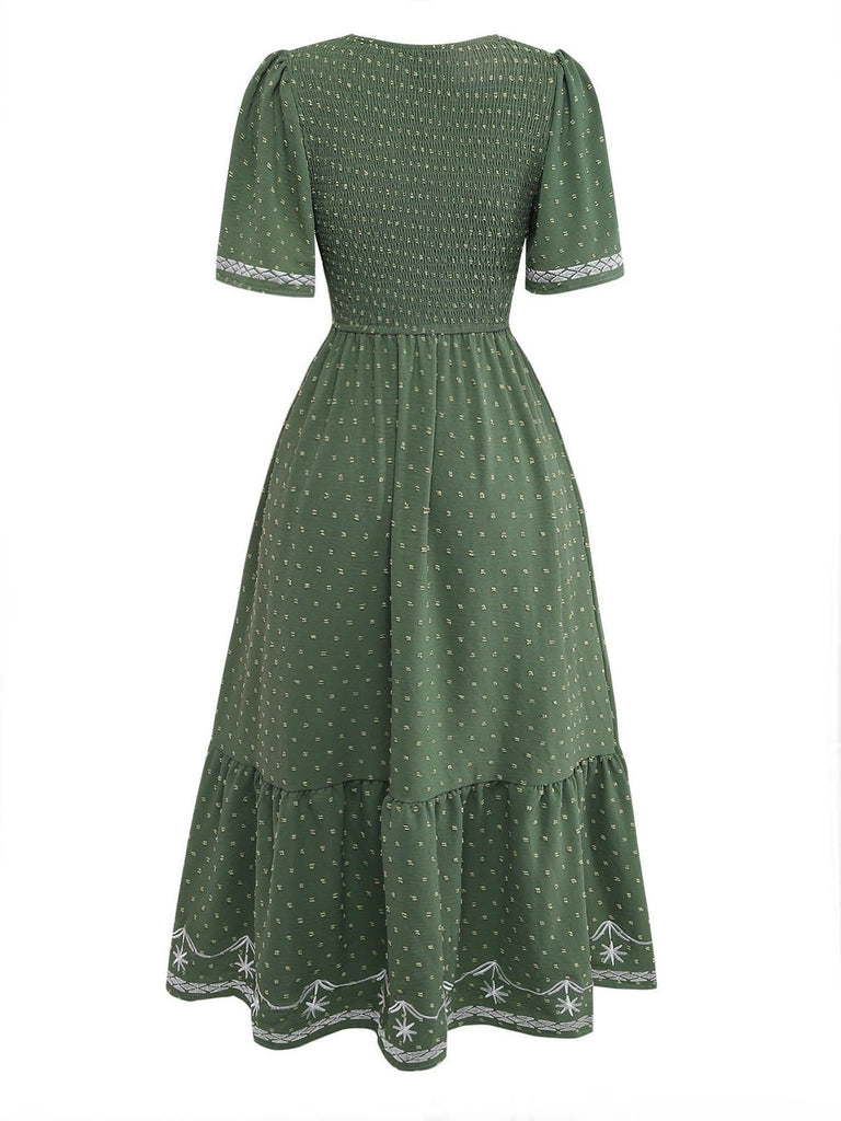 1950s Square Neck A-Line Short Sleeve Dress 3