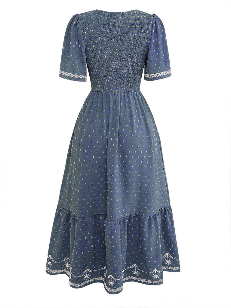 1950s Square Neck A-Line Short Sleeve Dress 9