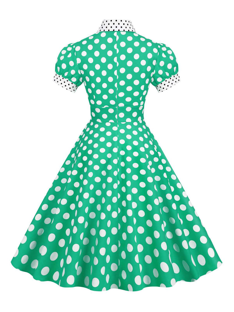 1950s Stand Collar Polka Dot Flared Dress: timeless style reimagined