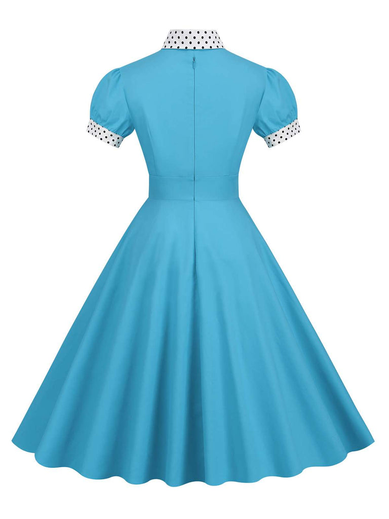 1950s Stand Collar Polka Dot Flared Dress: timeless style reimagined
