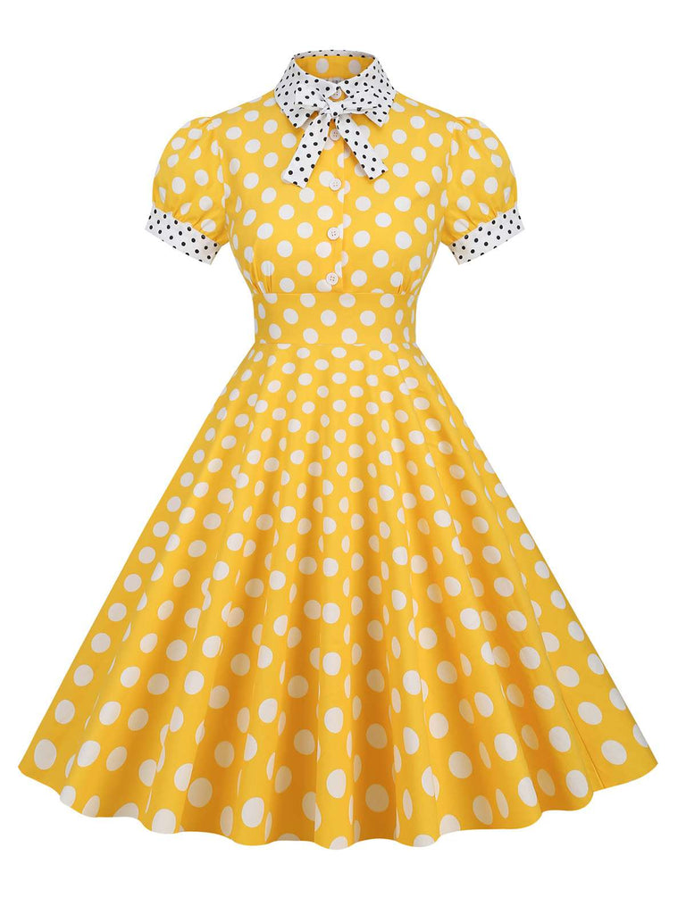 1950s Stand Collar Polka Dot Flared Dress: timeless style reimagined