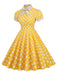 1950s Stand Collar Polka Dot Flared Dress — vintage elegance for the modern woman