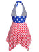 1950s Star Stripe Halter Swimsuit, vintage swimsuit, pin-up swimwear - perfect for women who love vintage and retro fashion