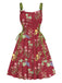 1950s Strap Floral Lace-Up Corset Dress - vintage dress, retro fashion, rockabilly