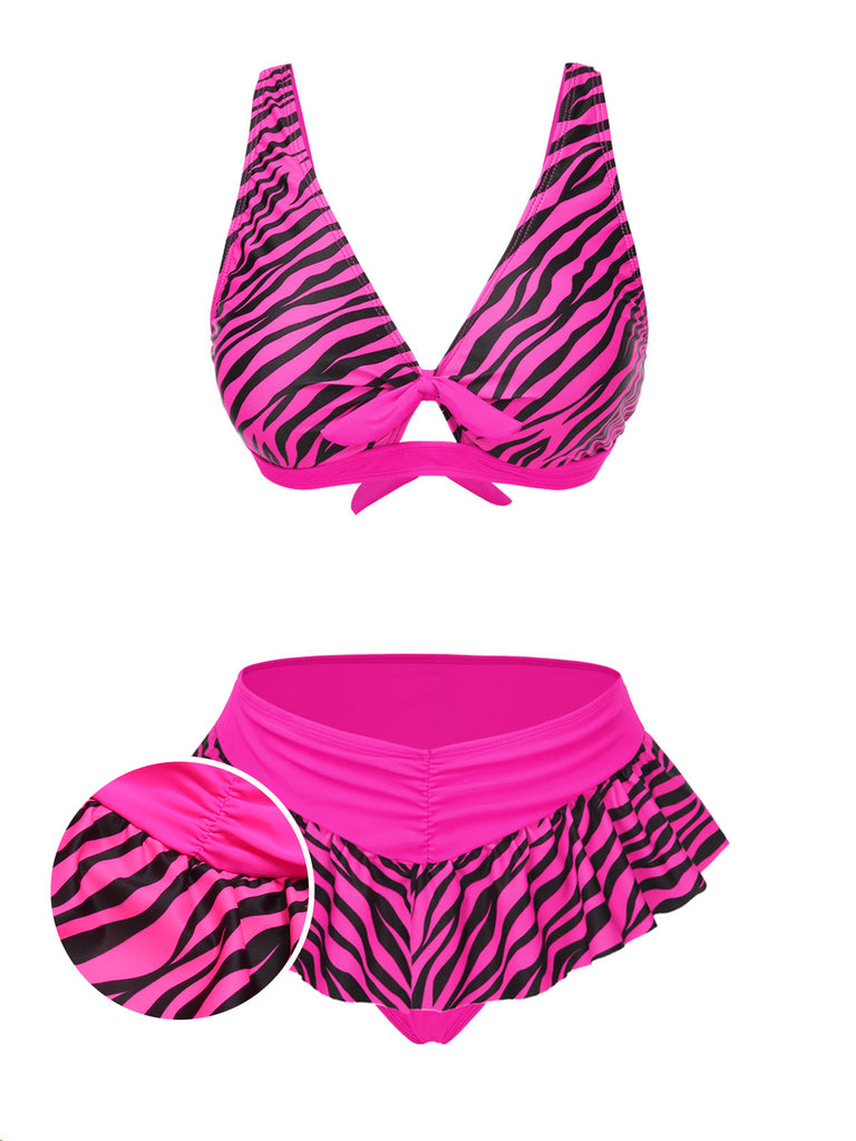 1950s Strap Zebra Print Bikini Set: beautiful vintage swimwear, retro swimsuit, pin-up style with timeless appeal