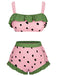 This 1950s Strawberry Ruffle Strap Swimsuit carries 1950s vacation dreams in every stitch