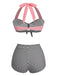1950s Striped Patchwork Halter Swimsuit — 1950s poolside glamour meets sun-drenched confidence