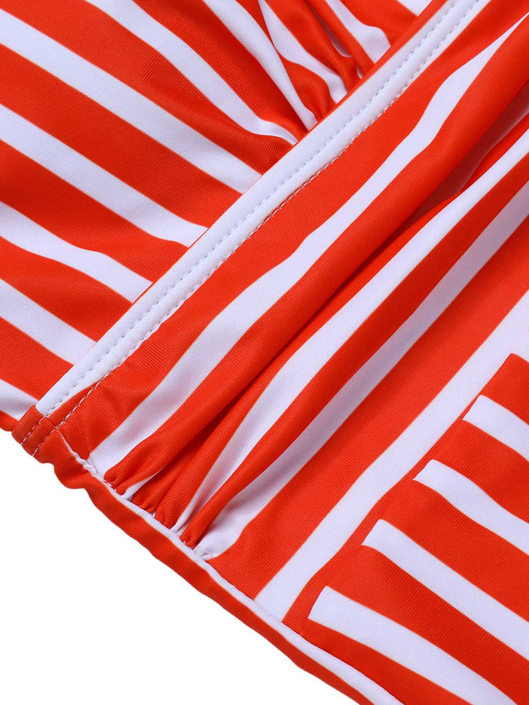 1950s Stripes Spaghetti Strap One-Piece Swimsuit — because 1950s glamour never goes out of style