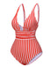 1950s Stripes Spaghetti Strap One-Piece Swimsuit, vintage swimsuit, pin-up swimwear - perfect for women who love vintage and retro fashion
