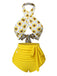 Yellow 1950s Sunflower Cross Halter Swimsuit, vintage swimsuit, pin-up swimwear - perfect for women who love vintage and retro fashion