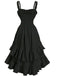 1950s Suspender Ruched Tiered Ruffle Hem Dress - vintage dress, retro fashion, rockabilly