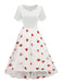 She slips into this 1950s Sweetheart Neck Cherry Mesh Dress and suddenly it's a 1950s daydream