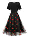 1950s Sweetheart Neck Cherry Mesh Dress — a 1950s silhouette that turns sidewalks into runways