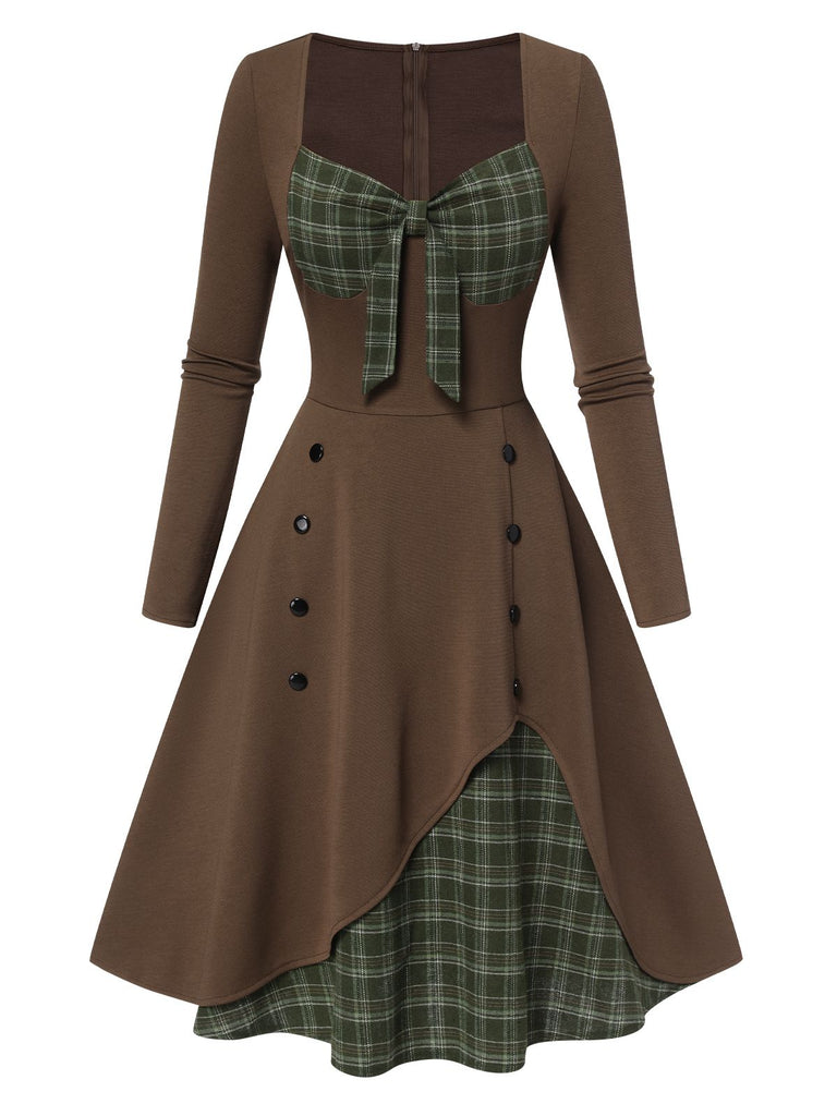 1950s Sweetheart Plaid Patchwork Dress, classic 1950s style elegant retro fashion - Image 21
