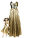 2PCS Gold 1950s Metallic One-Piece Swimsuit & Pleated Cover-Up - vintage swimsuit, pin-up style, glamorous gold