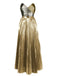 2PCS Gold 1950s Metallic One-Piece Swimsuit & Pleated Cover-Up - vintage swimsuit, pin-up style, glamorous gold