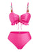 1950s Textured Fabric Colored Stones Bikini Set - vintage fashion, retro style, elegant red