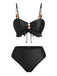 1950s Textured Fabric Colored Stones Bikini Set - vintage fashion, retro style, elegant red