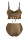 1950s Textured Fabric Colored Stones Bikini Set - vintage fashion, retro style, elegant red