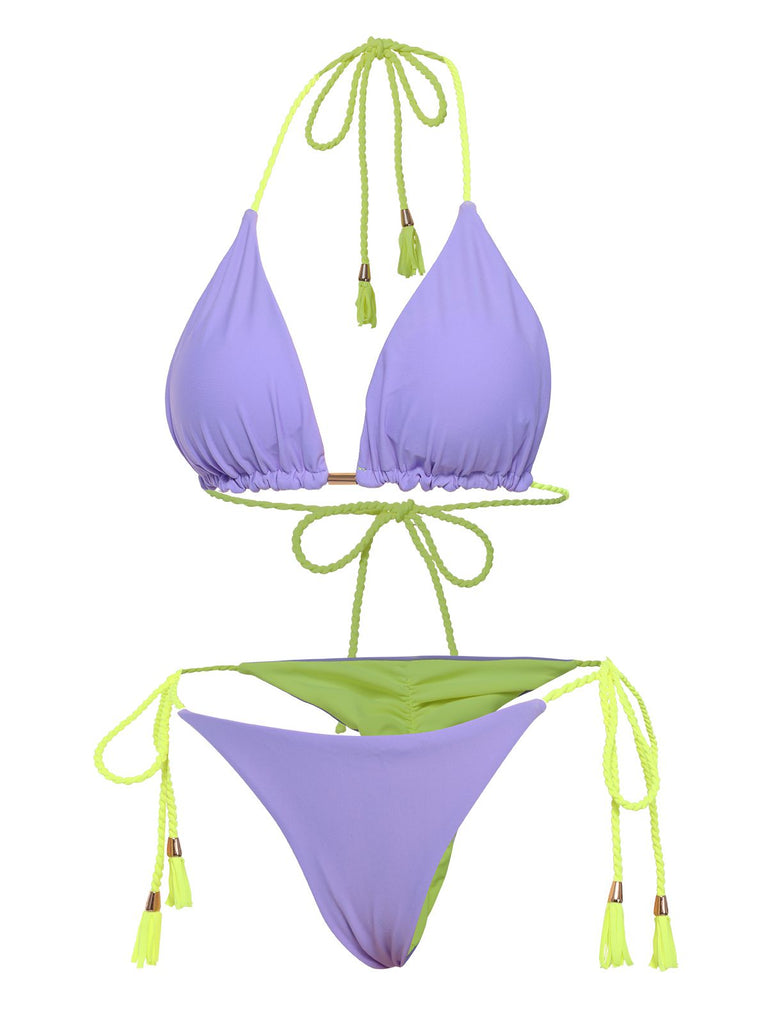 1950s Tie Back Backless Braided Bikini Set, vintage swimsuit, pin-up swimwear - perfect for women who love vintage and retro fashion