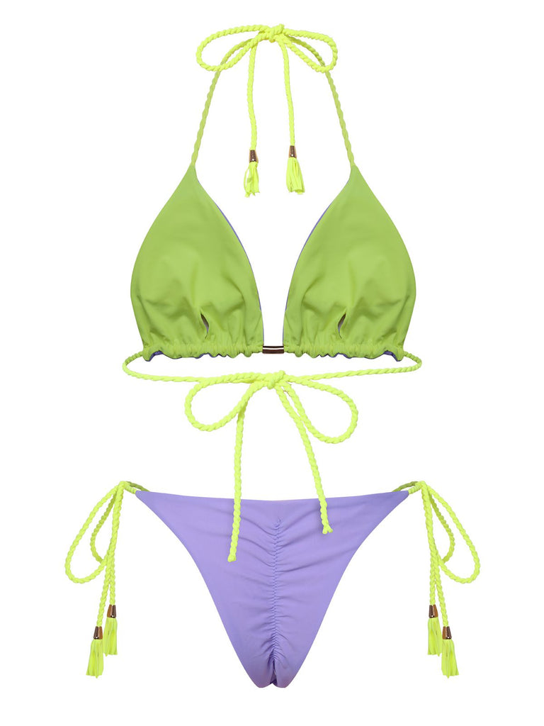 1950s Tie Back Backless Braided Bikini Set, vintage swimsuit, pin-up swimwear - perfect for women who love vintage and retro fashion