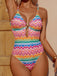 Multicolor 1950s Chevron Print Heart Ring One-Piece Swimsuit - vintage swimsuit, pin-up swimwear for vintage lovers