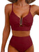 1950s U-Shaped Metal Solid High Waist Tankini Set, vintage fashion, retro style - perfect for women who love vintage and retro fashion