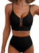 1950s U-Shaped Metal Solid High Waist Tankini Set, vintage fashion, retro style - perfect for women who love vintage and retro fashion