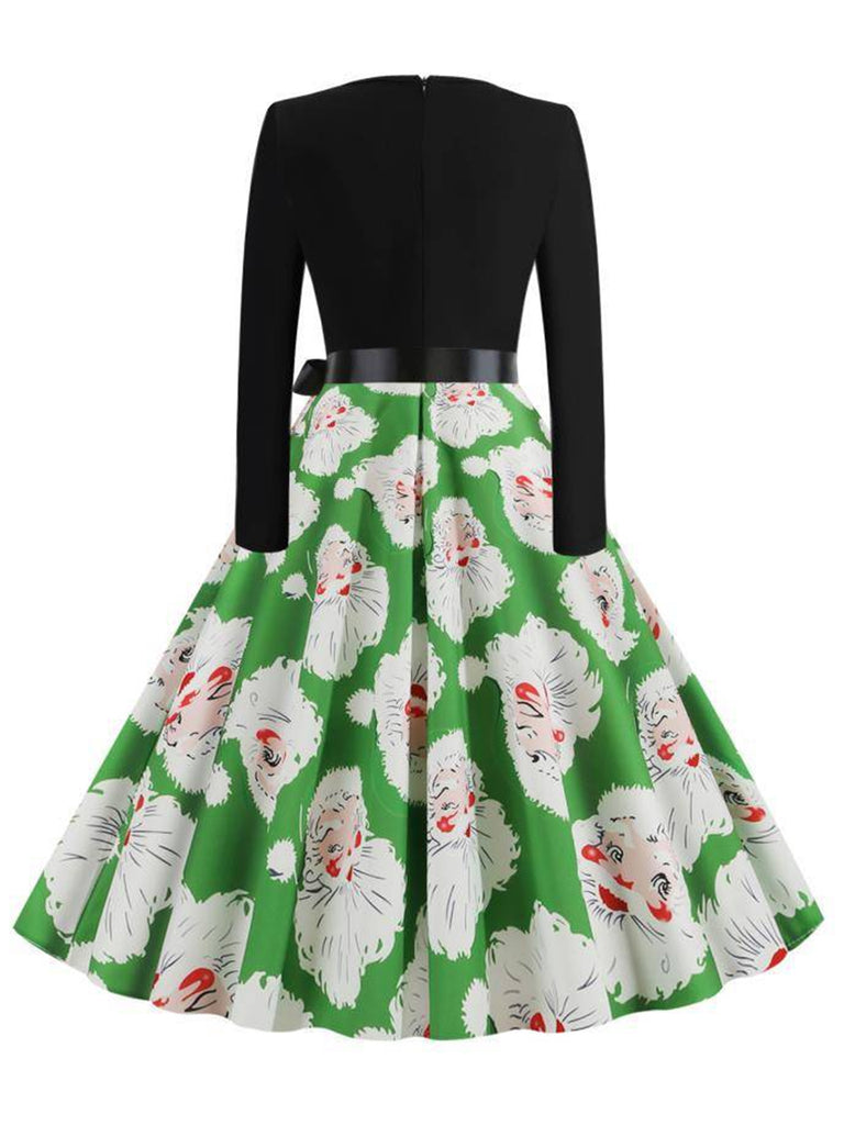 This 1950s V-Neck Christmas Santa Belted Swing Dress wraps her in 1950s elegance, one twirl at a time