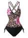 1950s V-Neck Floral Patchwork Tankini Set - vintage fashion, retro style