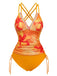 1950s V-Neck Floral Patchwork Tankini Set - vintage fashion, retro style