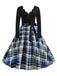 1950s V-Neck Long Sleeves Plaid Swing Dress, vintage dress, retro fashion, rockabilly, pin-up fashion - perfect for women who love vintage and retro fashion