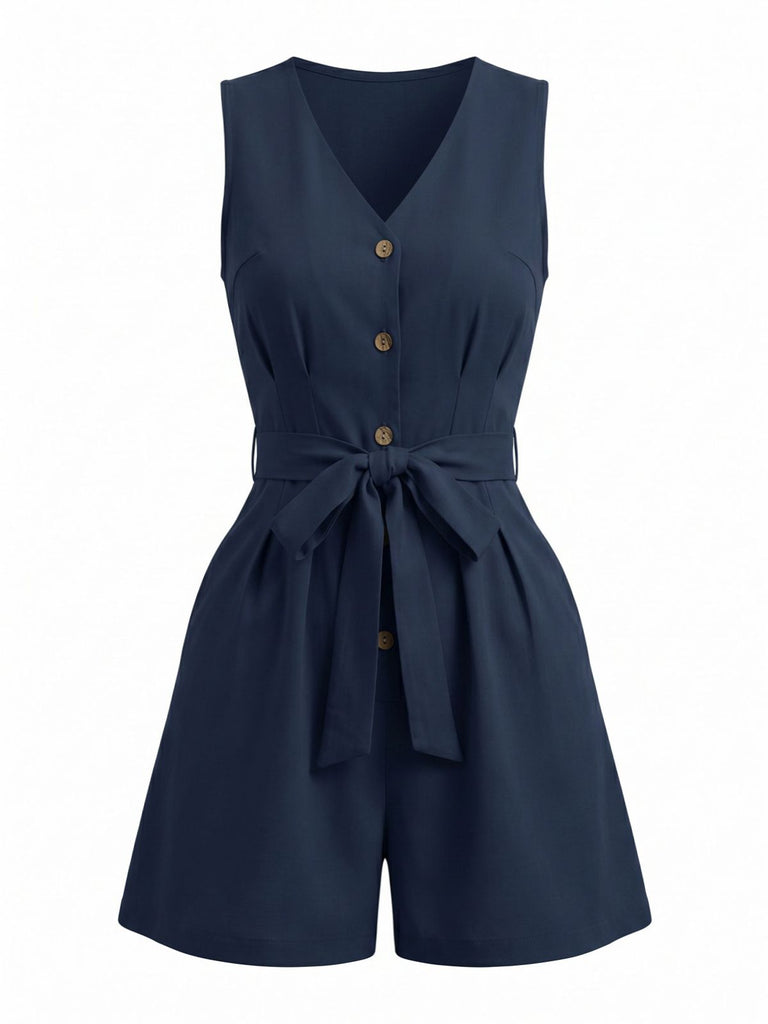 1950s V Neck Vintage Classic Jumpsuit 2