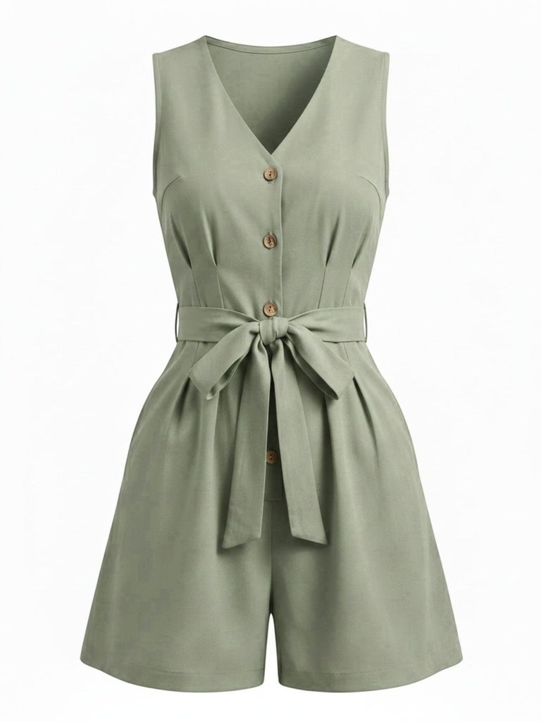 1950s V Neck Vintage Classic Jumpsuit 4